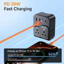 2000W Voltage Converter US to Europe, 220V to 110V Converter for Hair Dryer, 7-in-1 European Travel Plug Adapter with 3AC/2USB-A/2USB-C (Black)