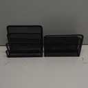 Desk Mail Organizer, 2 Pack Metal Mesh Small File Holders with 6 Metal Clips Letter Organiser Countertop with 3-Slot, Office Mail Sorter Organizer for Bill Paper Folder Document (Black)