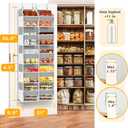 Over The Door Organizer, 5-Tier Extra Large Behind Door Storage with 10 Big Front & 10 Mesh Pockets, 80lb Capacity, Hanging Storage Organizer with Clear Window Kids Toys, Shoes, Diapers, Light Grey