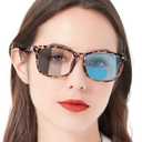 MARE AZZURO Photochromic Bifocal Reading Glasses Women Blue Light Blocking Square Readers Sunglasses 1.00 1.50 2.00 2.50 3.00 3.50 4.0 (Leopard, 4.0)