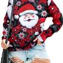 VILOVE Ugly Christmas Sweatshirt Women Snowman Graphic Pullover Xmas Hoodie Merry Christmas Print Tee Cute Crewneck Tops