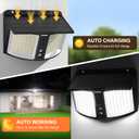 intelamp Solar Motion Sensor Light, Security Flood Light with Remote Control, Dual Color 3000K/6500K, 180 Radar Detection Sensor, IP65 Waterproof Wall Light for Porch, Garden, Yard, Garage, Fence