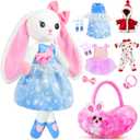 Ballerina Doll Stuffed Animals Girl Toys Age 3-8, Bunny Stuffed Animal, Ballet Dress Up Doll, Rabbit Plush Toys, Kids Pretend Play with 4 Set Clothes, Cape, Plush Bag, 3 4 5 6 7 8 Year Old Girl Gifts