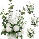 Ling's moment 17.5" Tall Standing Artificial Flowers Arrangements 4 pcs Wedding Aisle Runner Chair Decorations White Sage Centerpieces for Ceremony Reception Rose Floral Party Outdoor Decor