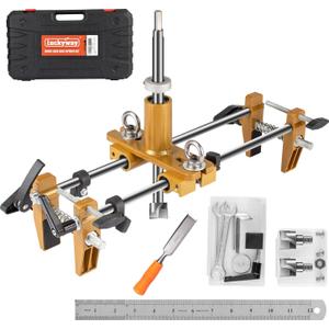 Luckyway Door Lock Installation Kit Mortising Machine Mortise Jig, Door Lock Hole Opener Kit, Lock Mortiser with 3 Drill Bits for Wooden Doors