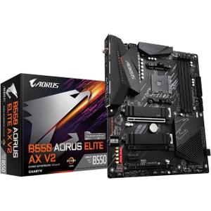 GIGABYTE B550 AORUS Elite AX V2 AMD AM4 ATX Motherboard, Supports Ryzen 5000/4000/3000 Processors, DDR4, 12+2 Power Phase, 2X M.2, PCIe 4.0, Front USB-C, WIFI6, 2.5 GbE LAN, Q-Flash Plus, RGB Fusion