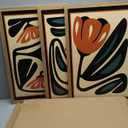 Mid Century Floral Wall Art Set of 3, Modern Abstract Botanical Wall Decor Picture, Vintage Boho Eclectic Plant Canvas Prints Paintings for Bedroom Living Room 16x24 inch Framed