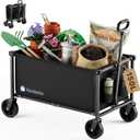 Collapsible Wagon Cart with Wheels, 150L Lightweight Foldable Utility Cart, Portable Rolling Wagon for Garden, Shopping, Sports, Camping, Transport, Black