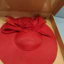 dressfan Church Fascinator Derby Hats for Women,20s 50s Linen Vintage Derby Hat for Church/Wedding/Cocktail/Tea Party (Red)
