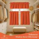 3 Piece Window Curtain Set, 100% Cotton, 2 Tiers 26x36 Inch & 1 Valance 54x18 Inch, Semi Sheer, Rod Pocket, Short Curtains for Kitchen, Café, Living Room, Bathroom, Bedroom, Orange