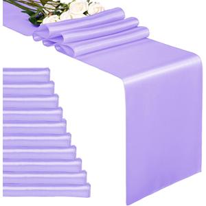 10-Pack Lavender 12 x 108 inches Long Premium Satin Table Runner for Wedding, Decorations for Birthday Parties, Banquets, Graduations, Engagements, Table Runners fit Rectange and Round Table