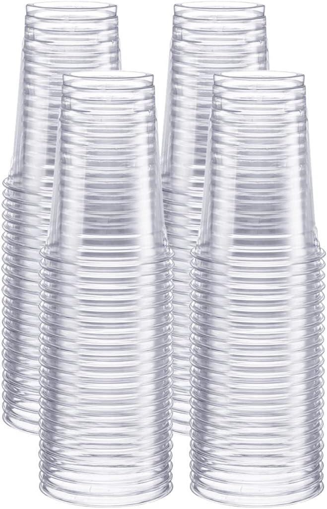 GUSTO [10 oz. - 100 Pack Crystal PET Clear Plastic Cups for Party - Ideal for Cold Beverages, Smoothies, and Parties