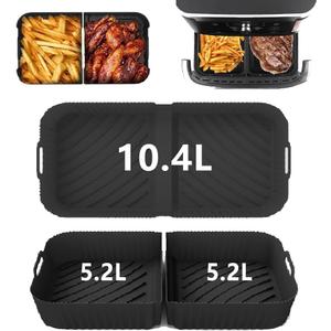 Silicone Air Fryer Liners for Ninja DZ071 7-QT Foodi 6-in-1 Dual Zone Airfryer, Reusable Air Fryer Basket Liners for Ninja DZ071 3.5QT x2 + 7QT x1 Airfryer Accessories