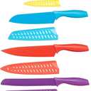 Amazon Basics Color-Coded Dishwasher Safe Kitchen 12-Piece Knife Set, 6 Knives with 6 Blade Guards, Multicolor, 13.88 x 4.13 x 1.38 inch