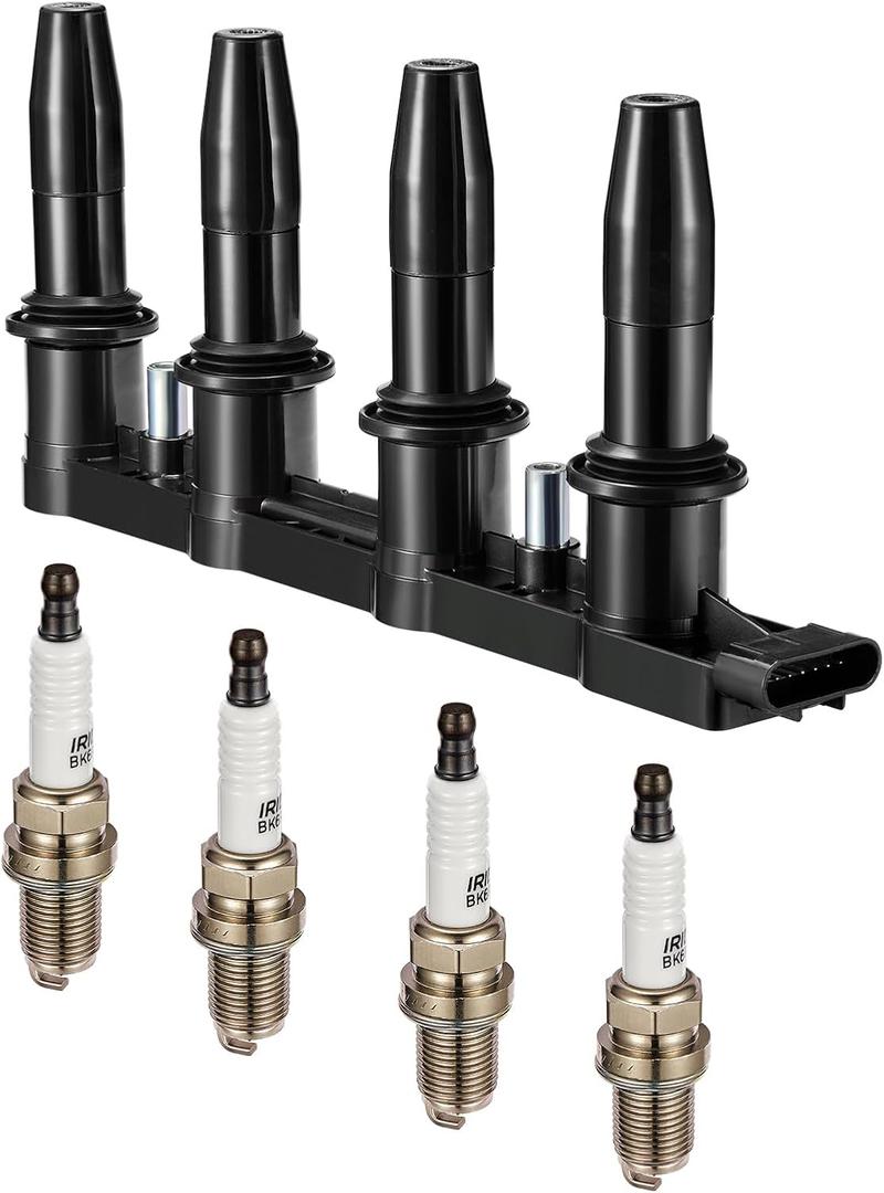 BDFHYK Ignition Coil Pack UF620 and Iridium Spark Plugs 4504 Compatible with Chevy Cruze 11-16 Sonic 12-18 Trax 13-17 Aveo Aveo5 09-11 Pontiac G3 Wave Suzuki Swift+ 1.6L 1.8L L4 Chevy Oem Coil Pack