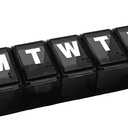 Amazon Basic Care Weekly (7-Day) Pill Organizer, Vitamin Planner, And Medicine Box, Medium Compartments, Black (1 Count (Pack of 1))