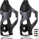Carbon Fiber Bike Water Bottle Cage Holder for Road Bikes Mountain Gravel e Bike for Diameter 70-74 mm Water Bottles, Black Matte (Black 2-pack)