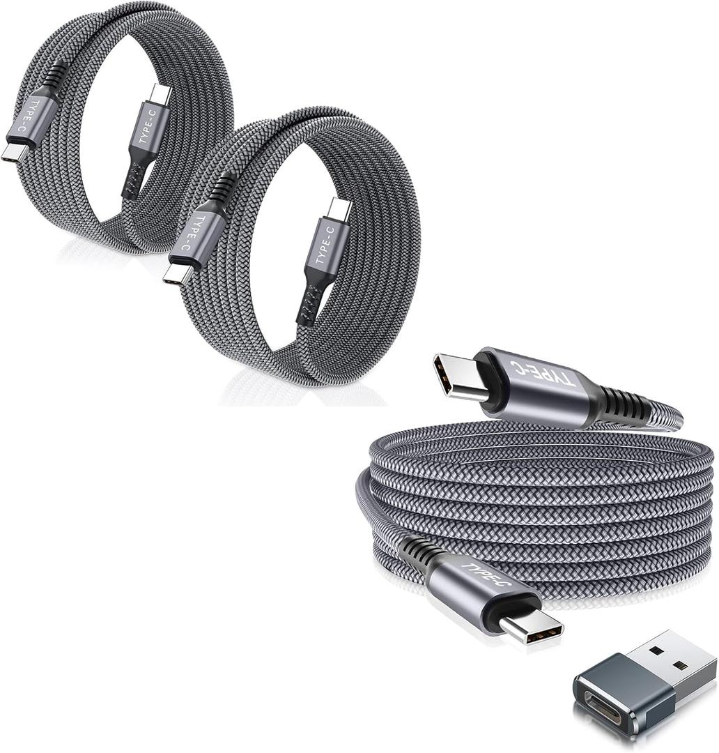Basesailor 10ft/2Pack USB C to USB C 100W Cable with Adapter for iPhone 15, MacBook, iPad Air 4, Samsung Galaxy S24