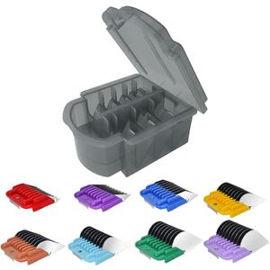 Animal Stainless Steel Attachment 8 Colors Guide Comb Set from 1/8 Inch to 1 Inch(3-25mm),Compatible with Andis, Oster A5, Wahl KM10 Series Clipper Detachable Blade(Only fit for 15# 10# 30# blade)