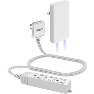 2 x TiFFCOFiO Flat Plug Extension Cord with Night Light Outlet Cover, 3 FT 3 Prong Extension Cord, 3 Grounded Outlets for Home and Kitchen, 13A/1675W, ETL Listed