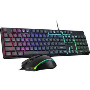 Redragon Updated S107 Gaming Keyboard and Mouse, RGB Gaming Keyboard and 10000 DPI Mouse Combo with 25-Key Anti-Ghosting, 1K Hz Programmable Mice with Software, Plug & Play to PC, Laptop [Upgrade] (Wired, Black)