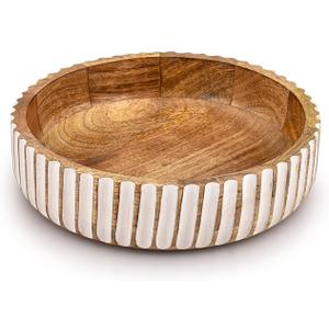 Kimona Fruit Bowls Wood Fruit Bowl or Decorative Bowl for Table Décor for Kitchen Counter or Farmhouse Christmas Centerpiece (10" X 10" X 2.5")