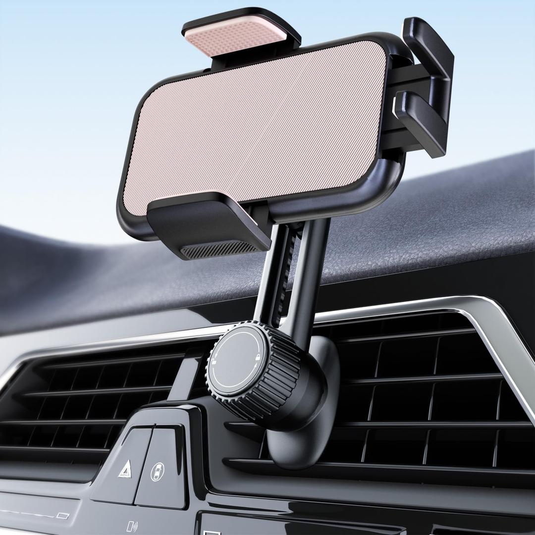 Phone Mount for Car Vent: [Never Blocking] Air Vent Cell Phones Holder for iPhone & Samsung Android Smartphone [Thick Cases Friendly] Hands-Free Auto Mobile Phone Stand (Pink)