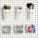 6 Sets Pegboard Bins and Cups with Pegboard Hooks, Pegboard Accessories Baskets, Hooks for Pegboard Cup Holder for Organizing Craft Tools Storage Garage Office Workbench Transparent