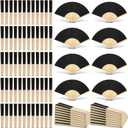Yinkin 160 Pack Folding Fans Bamboo Handheld Folded Craft Hand Japanese Chinese Fans for Weddings Bridal Dancing Church DIY Decoration Women Gift Party Favors (Black)