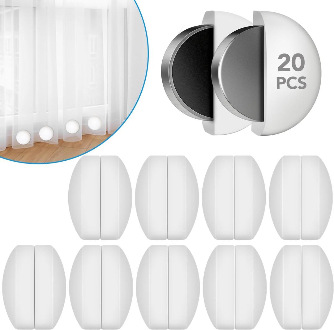 20 Pcs Shower Curtain WeightsSilicone Wrapped Heavy Duty shower curtain magnetsCurtain Weights Heavy OutdoorPrevent Curtain Liner from Blowing Around, Work for Drapery, Flag, Tablecloth(10 Pairs)