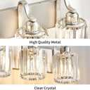 Modern Vanity Light 3-Lights Brushed Nickel Vanity Light Crystal Bathroom Wall Light Bathroom Light Fixtures with Round Shade (Exclude Bulb)