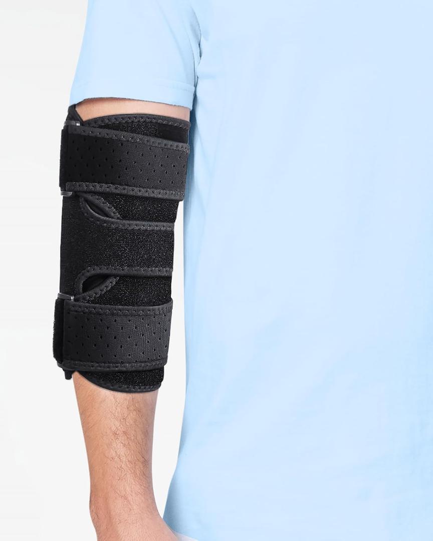 Elbow Brace, Elbow Splint for Cubital Tunnel Brace for Sleeping-Immobilizer for Ulnar Nerve Brace Elbow Pain fit Men & Women (Small, Black)