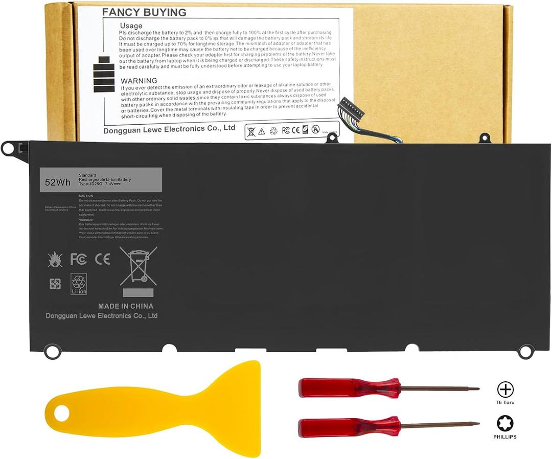 JD25G 90V7W 0N7T6 P54G 5K9CP JHXPY Laptop Battery Replacement for Dell XPS 13 XPS 13 9350 9343 XPS13 13D XPS13D 13-9343 13-9350 13D-9343 13D-9343-1708, 090V7W 0DRRP 0RWT1R RWT1R JHXPY53 05K9CP