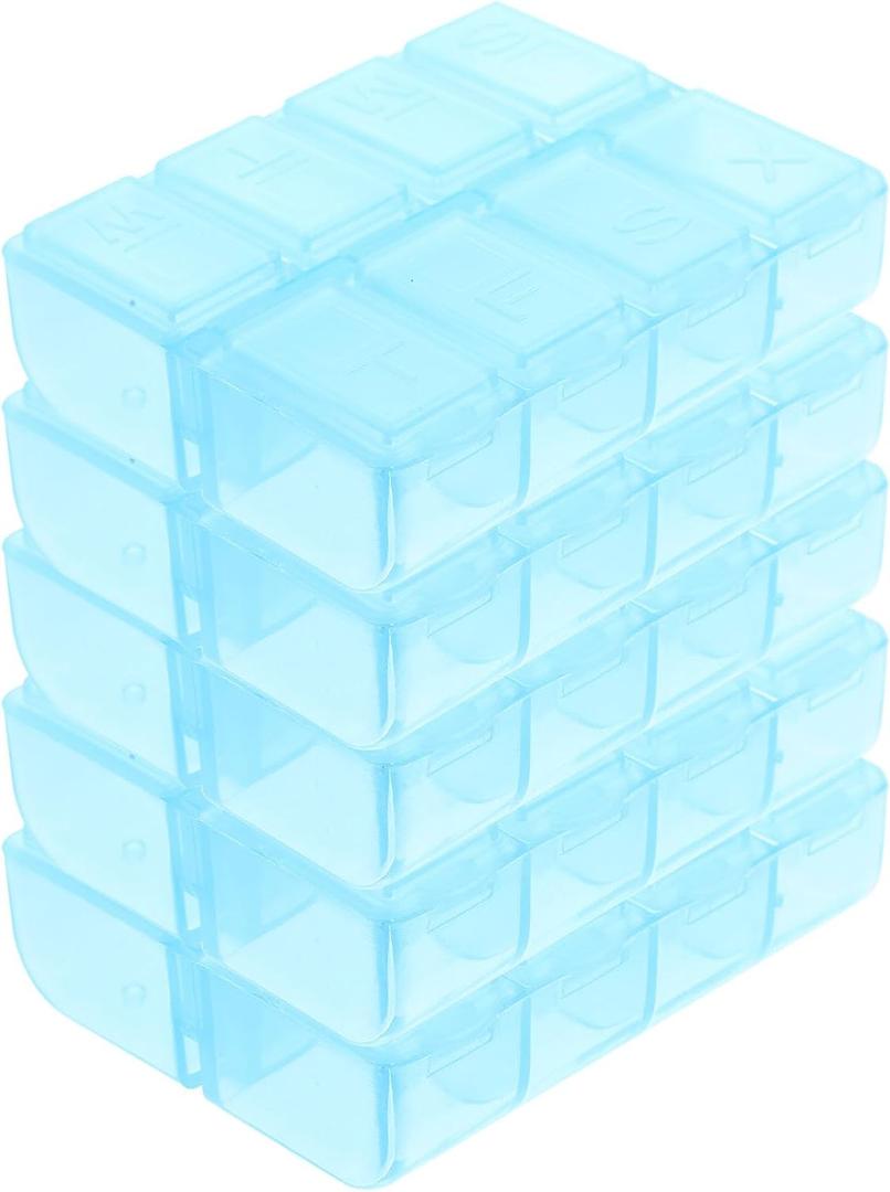 GLEAVI Small Airtight Pill Storage Boxes - Portable Travel Tablet Organizer with 5 Compact Containers for Daily Medication Lightweight and Durable Household Pill Cases 2.91X2.44X0.78In