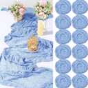 Foaincore 12 Pack Dusty Blue Cheesecloth Table Runner 13ft Boho Gauze Table Runner Rustic 157" Long Cheese Cloth Romantic for Spring Boho Wedding Bridal Baby Shower Arbor Decor