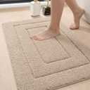 DEXI Bathroom Rug 36x24, Non Slip Washable Bath Mat for Shower Floor, Absorbent Soft Bathmat with Rubber Backing, Quick Dry Microfiber Carpet, Beige