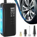 Tire Inflator Portable Air Compressor, 150PSI Air Pump for Car Tires with Digital Pressure Gauge, Cordless Auto Shutoff Tire Pump with LED Lights Air Pump for Cars, Bikes, Motorcycles,Balls (Black)