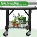 Self-Watering Raised Garden Bed with Legs and Heavy Duty Wheels, Easy-Install Planter Box with Foldable Stand, Galvanized Metal Elevated Wicking Bed with Liner for Indoor Outdoor Gardening