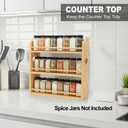3 Tier Bamboo Spice Rack, Spice Rack Organizer, Seasoning Jars Rack Shelf Spice Organizer for Kitchen Counter or Wall Mounting, Spice Storage Holder with handles, Jars Not Included,Natural