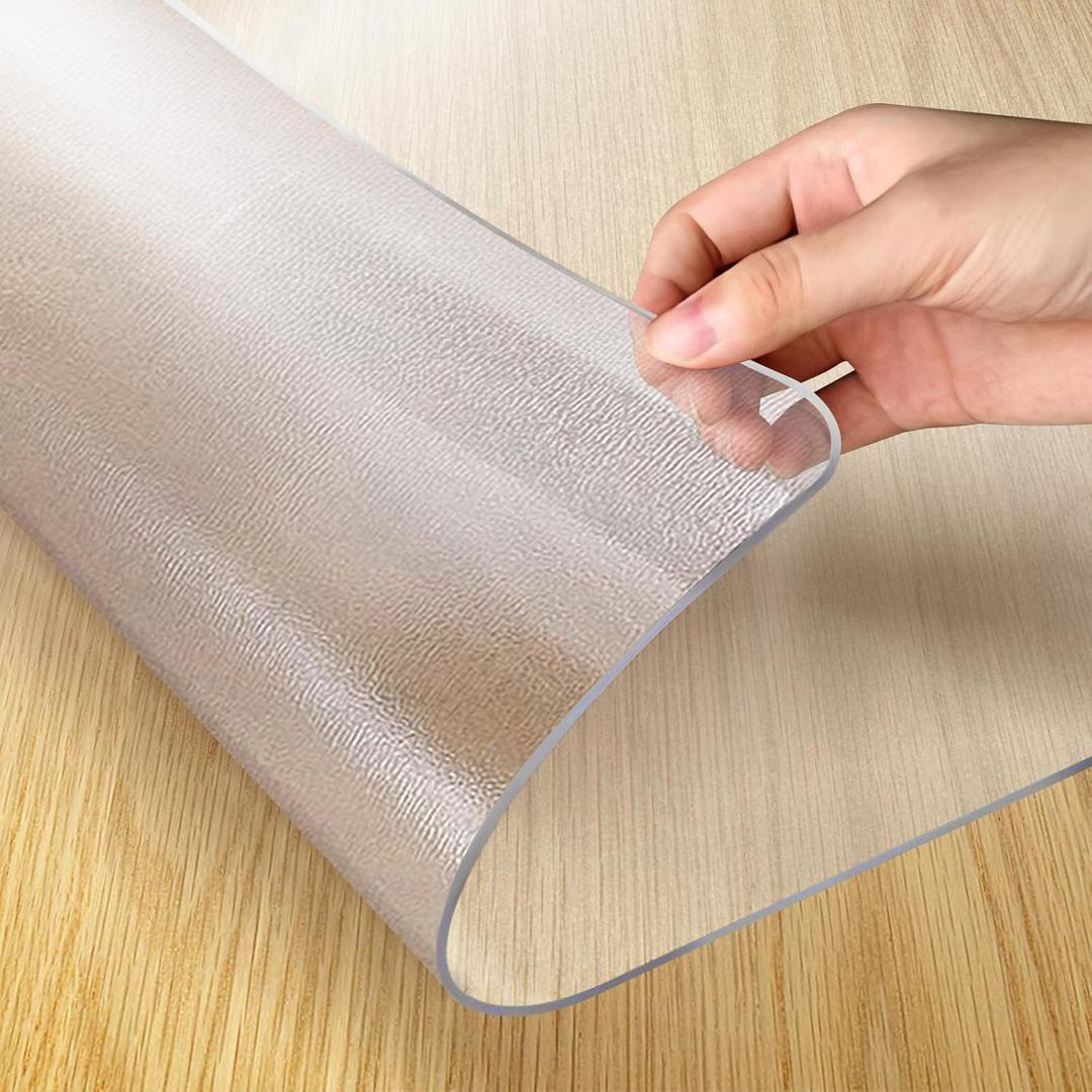 Vicwe 42x 60 Inch Clear Table Cover Protector,1.5 mm Thick Single-Sided Frosted Clear Desk Pad Mat, Rectangle Waterproof Table Top Protector, Scratch Proof and Easy Cleaning for Dining Room Table