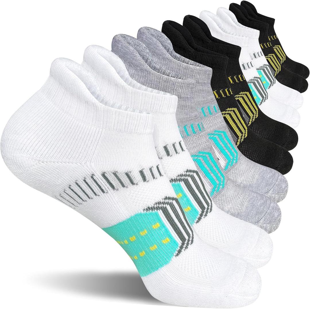 suaskk Womens Athletic Cushioned Anti-Blister Comfort Running Ankle Socks 5 Pairs (Black, S)