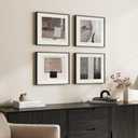 Framed Neutral Abstract Wall Art Set, 4 Piece Modern Color Blocks Hanging Prints Picture, Tan Gray and White Painting Decor for Entryway Bedroom Living Room Hall Staircase 12x12 Inch