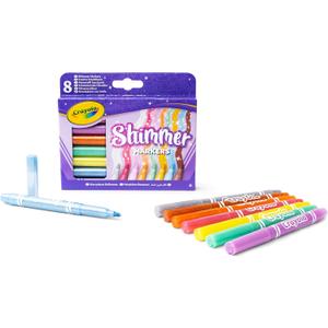 CRAYOLA Shimmer Markers (Pack of 8) | Eight Different Shimmering Tones Perfect for Home or School Art Projects | Colouring Pens & Markers | Ages 3+