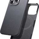 Aramid Fiber for iPhone 16 Pro Case,Compatible with Magnet,Slim & Light Case for iPhone 16 Pro, Touch Feeling, Black/Grey(Twill)