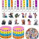KKOND Zootopia2 Birthday Party decorations Set Included 12 Bracelets, 12 Acrylic Pins, 12 Keychains, 50 Stickers, for Boys and Girls Cartoon Theme Party