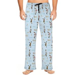 Mens Pajama Pants Soft Lightweight Lounge Sleep Pants, PJ Bottoms with Two Pockets (Blue, L)