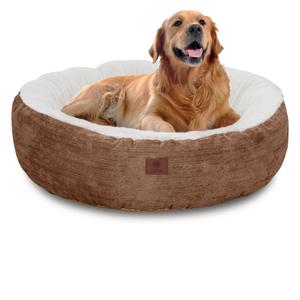 AKC 25" Mason Fabric Round Dog Bed for Medium Dogs & Cats, Brown