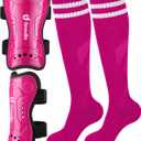 Kids Soccer Shin Guards and Socks Youth Soccer Shin Pads Protective Defender Gear for 3-12 Years Old Toddler Children Teen Boys Girls (Pink, Medium)