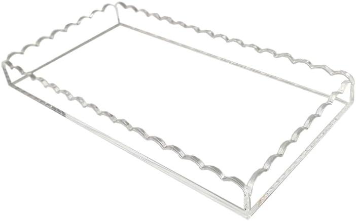 Acrylic Bathroom Vanity Tray, Soap Dispenser Decorative Scalloped Tray for Bathroom Kitchen Living Room Decor Vanity Perfume