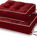 HARBOREST Outdoor Chair Cushions Set of 2, Tufted Patio Chair Cushions with Ties, Square Corner Outdoor Cushions for Patio Furniture, Lawn Chairs, Wicker Chairs, 17" x 17" x 5", Burgundy